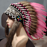 Maxbell Artificial Feather Headdress Photo Props for Cosplay Party Stage Performance Pink