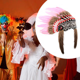 Maxbell Artificial Feather Headdress Photo Props for Cosplay Party Stage Performance Pink