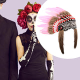 Maxbell Artificial Feather Headdress Photo Props for Cosplay Party Stage Performance Pink