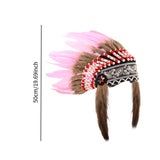 Maxbell Artificial Feather Headdress Photo Props for Cosplay Party Stage Performance Pink