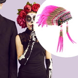 Maxbell Artificial Feather Headdress Photo Props for Cosplay Party Stage Performance Red