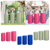 Maxbell 3Pcs Cylinder Pedestal Covers Decor Elastic Anniversary Pedestal Stand Cover Rose