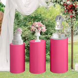 Maxbell 3Pcs Cylinder Pedestal Covers Decor Elastic Anniversary Pedestal Stand Cover Rose