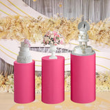 Maxbell 3Pcs Cylinder Pedestal Covers Decor Elastic Anniversary Pedestal Stand Cover Rose