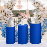 Maxbell 3Pcs Cylinder Pedestal Covers Decor Elastic Anniversary Pedestal Stand Cover Blue
