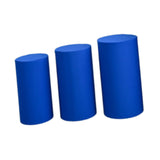 Maxbell 3Pcs Cylinder Pedestal Covers Decor Elastic Anniversary Pedestal Stand Cover Blue