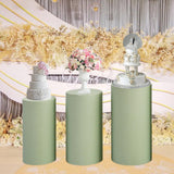 Maxbell 3Pcs Cylinder Pedestal Covers Decor Elastic Anniversary Pedestal Stand Cover Green