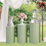 Maxbell 3Pcs Cylinder Pedestal Covers Decor Elastic Anniversary Pedestal Stand Cover Green
