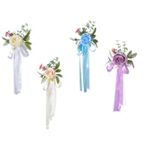 Maxbell Chair Back Flower Elegant Wedding Chair Decor for Ceremony Birthday Backdrop white