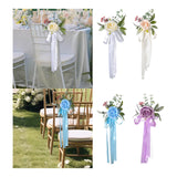 Maxbell Chair Back Flower Elegant Wedding Chair Decor for Ceremony Birthday Backdrop white