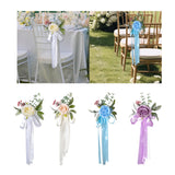 Maxbell Chair Back Flower Elegant Wedding Chair Decor for Ceremony Birthday Backdrop white