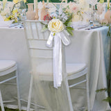 Maxbell Chair Back Flower Elegant Wedding Chair Decor for Ceremony Birthday Backdrop white