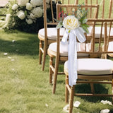 Maxbell Chair Back Flower Elegant Wedding Chair Decor for Ceremony Birthday Backdrop white