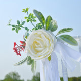 Maxbell Chair Back Flower Elegant Wedding Chair Decor for Ceremony Birthday Backdrop white