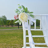 Maxbell Chair Back Flower Elegant Wedding Chair Decor for Ceremony Birthday Backdrop white