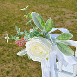 Maxbell Chair Back Flower Elegant Wedding Chair Decor for Ceremony Birthday Backdrop white