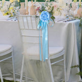 Maxbell Chair Back Flower Elegant Wedding Chair Decor for Ceremony Birthday Backdrop blue