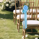 Maxbell Chair Back Flower Elegant Wedding Chair Decor for Ceremony Birthday Backdrop blue