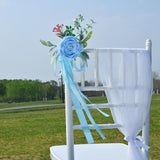 Maxbell Chair Back Flower Elegant Wedding Chair Decor for Ceremony Birthday Backdrop blue