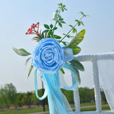 Maxbell Chair Back Flower Elegant Wedding Chair Decor for Ceremony Birthday Backdrop blue