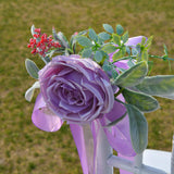 Maxbell Chair Back Flower Elegant Wedding Chair Decor for Ceremony Birthday Backdrop purple