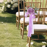 Maxbell Chair Back Flower Elegant Wedding Chair Decor for Ceremony Birthday Backdrop purple