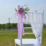 Maxbell Chair Back Flower Elegant Wedding Chair Decor for Ceremony Birthday Backdrop purple