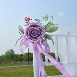 Maxbell Chair Back Flower Elegant Wedding Chair Decor for Ceremony Birthday Backdrop purple