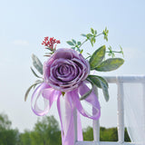 Maxbell Chair Back Flower Elegant Wedding Chair Decor for Ceremony Birthday Backdrop purple