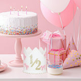 Maxbell 1/2 Birthday Crown Hat Bow Girls Decor Decorative for Cake Smash Photo Props Golden