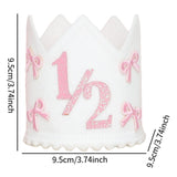 Maxbell 1/2 Birthday Crown Hat Bow Girls Decor Decorative for Cake Smash Photo Props Pink