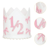 Maxbell 1/2 Birthday Crown Hat Bow Girls Decor Decorative for Cake Smash Photo Props Pink