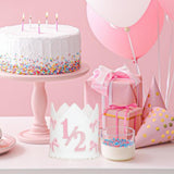 Maxbell 1/2 Birthday Crown Hat Bow Girls Decor Decorative for Cake Smash Photo Props Pink