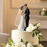 Maxbell Wedding Cake Topper Bride Groom Statue for Engagement Parties Bridal Showers Black Suit