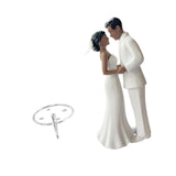 Maxbell Wedding Cake Topper Bride Groom Statue for Engagement Parties Bridal Showers White Suit