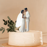Maxbell Wedding Cake Topper Bride Groom Statue for Engagement Parties Bridal Showers White Suit