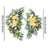 Maxbell 2 Pieces Wedding Arch Flowers Decorations for Valentines Day Wedding Holiday Yellow White