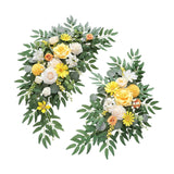 Maxbell 2 Pieces Wedding Arch Flowers Decorations for Valentines Day Wedding Holiday Yellow White