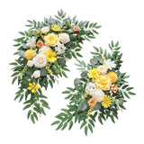 Maxbell 2 Pieces Wedding Arch Flowers Decorations for Valentines Day Wedding Holiday Yellow White