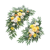 Maxbell 2 Pieces Wedding Arch Flowers Decorations for Valentines Day Wedding Holiday Yellow White