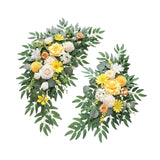 Maxbell 2 Pieces Wedding Arch Flowers Decorations for Valentines Day Wedding Holiday Yellow White