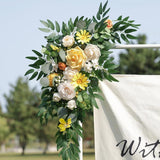 Maxbell 2 Pieces Wedding Arch Flowers Decorations for Valentines Day Wedding Holiday Yellow White