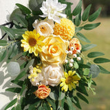 Maxbell 2 Pieces Wedding Arch Flowers Decorations for Valentines Day Wedding Holiday Yellow White