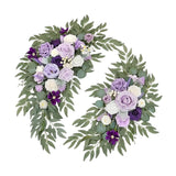Maxbell 2 Pieces Wedding Arch Flowers Decorations for Valentines Day Wedding Holiday Purple White