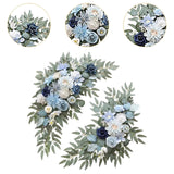 Maxbell 2 Pieces Wedding Arch Flowers Decorations for Valentines Day Wedding Holiday Blue White