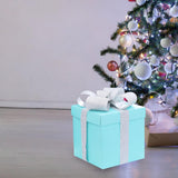 Maxbell Gift Box Holiday Ornament 7.87x7.87x7.87inch for Party Thanksgiving Birthday Blue