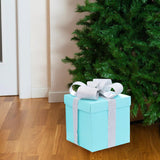 Maxbell Gift Box Holiday Ornament 7.87x7.87x7.87inch for Party Thanksgiving Birthday Blue