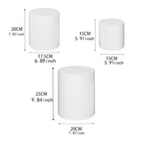 Maxbell 3 Pieces Cylinder Pedestal Cake Stand Round Pedestal for Wedding Anniversary White