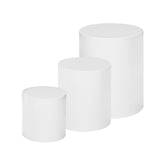 Maxbell 3 Pieces Cylinder Pedestal Cake Stand Round Pedestal for Wedding Anniversary White