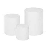 Maxbell 3 Pieces Cylinder Pedestal Cake Stand Round Pedestal for Wedding Anniversary White